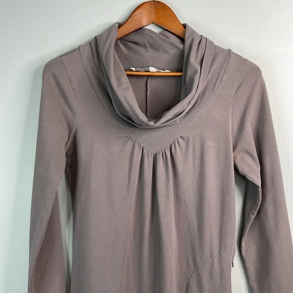5/$25 ATHLETA Dress Lost River Grey Cowl Neck Long Sleeve Pocket *As Is* M - Picture 2 of 12